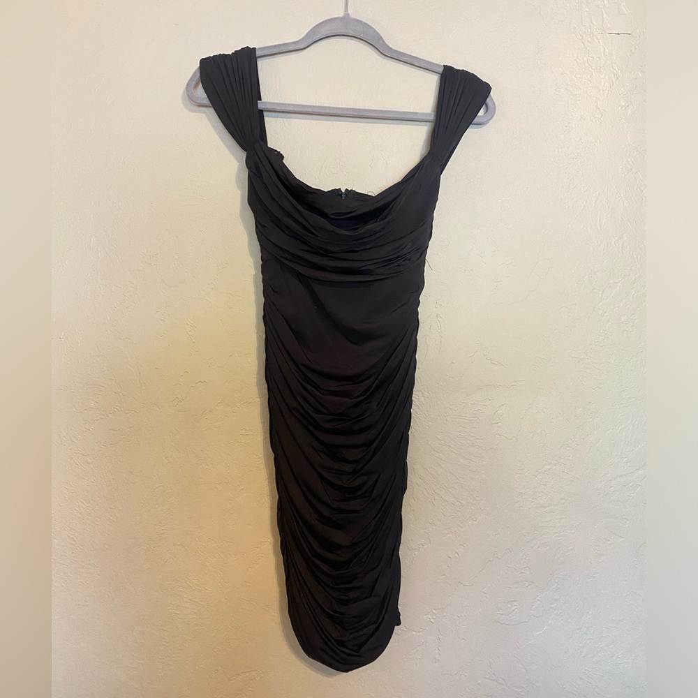 Black Ruched Bodycon Mini Dress